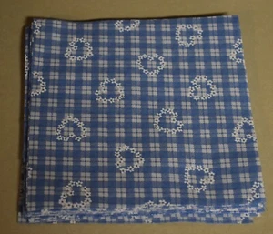 25 blue plaid hearts flowers 6.5" squares vintage - Picture 1 of 1