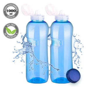 2 Stück Tritan Trinkflasche 1000ml + Sportdeckel BPA frei Flasche Wasser 2PCS - Bild 1 von 11