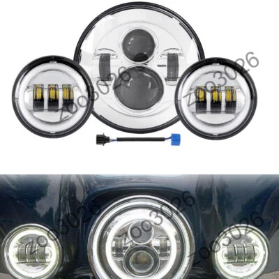 7" LED Headlight + Passing Lights For Harley Davidson Softail Deluxe EFI FLSTNI - Изображение 1 из 4