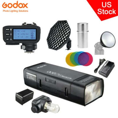 US Godox AD200 2.4G TTL HSS Flash Light X2T Trigger AD-S7 Grid Softbox Reflector - Image 1 of 4