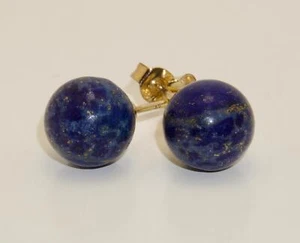 Pre-loved 9carat 9k Yellow Gold Lapis Lazuli Set Stud Earrings - Picture 1 of 5