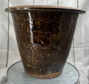 Antique Stoneware Cream Riser Crock 8" = - Picture 1 of 6