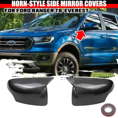 Carbon Style Side Mirror Covers For Ford Ranger T6 PX 2011-2023 Everest UA 15–19 - Image 1 of 4