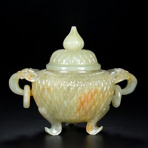 6'' China hetian jade dragon beast Wine vessel Wineware  goblet wineglass cup