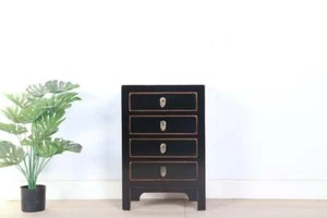 Chinesische Kommode Nachttisch glänzend schwarz #M-KOM-A59B - Bild 1 von 5