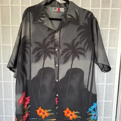 Arizona Jean Co. Рубашка мужская Tropical Trees с коротким рукавом на пуговицах спереди размер: большой - Изображение 1 из 4