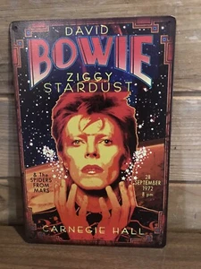 David Bowie & Spiders From Mars Ziggy Stardust Carnegie NY 1972 Tin Tacker sign - Picture 1 of 7