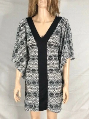 Женщин новый с Ярлыками Dotti плавать прикрытие пляж платье черный/белый геометрический кимоно рукав - Изображение 1 из 4