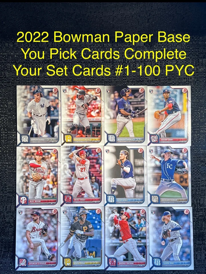 2022 Bowman Baseball Base You Pick Card Complete Your Set #1-100 With Rookies - Image 1 of 1