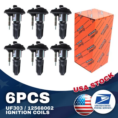 Bobinas de encendido negras OEM UF303/12568062 6 piezas para GMC Envoy XL L6 4,2 L 2002-2005 Foto 1 de 4