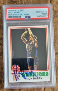 1973-74 TOPPS SIGNED CARD RICK BARRY WARRIORS NETS OAKS MIAMI ABA # 90 PSA DNA - Picture 1 of 1