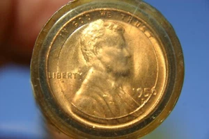 1956 D LINCOLN CENT ORIGINAL VINTAGE ROLL SEALED UNC BU PENNY ROLL - Picture 1 of 5