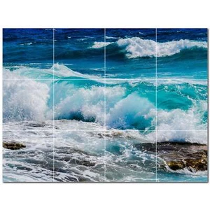 Mural de pared de baldosas cerámicas de playa PT500093. Azulejos 17" W x 12,75" H (12) 4,25 - Imagen 1 de 1