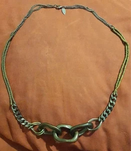 Cadena de madera marrón y metal Collar de declaración Cold Water Creek, 26 in - Imagen 1 de 6