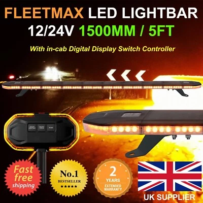 FleetMax 5ft 1500mm Slimline LED Recovery Light bar Flashing Beacon 12/24v - Image 1 of 4