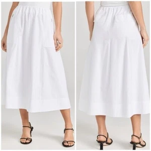 Vince Gathered Utility Zip Pocket Skirt White Pocket Sz S - Picture 1 of 13