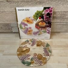 Vtg NIB Savoir Vivre Cornucopia 13” Crystal Cake Plate Made In Japan