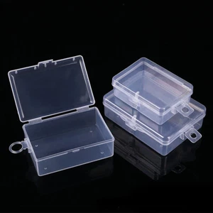1-10PCS Mini Clear Plastic Small Box Hook Jewelry Earplugs Container Storage UK - Picture 1 of 14