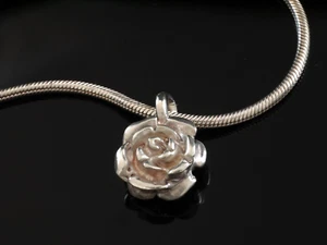 Drachenfels Design Kette mit Rose Sahnehäubchen D BSH 31 AG Schlangenkette 42 cm - Bild 1 von 3