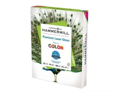 Hammermill Laser Glossy Bright White Paper - 32 lb, 8.5" x 11", 600 Sheets - Image 1 of 3