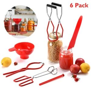 6PCS Canning Supply Kit Funnel Jar Lid Lifter Wrench Bubble Remover Kitchen Tool