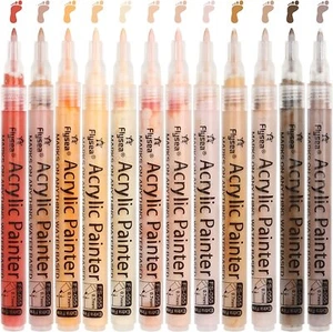 Dual Tip Acrylic Paint Markers Pens, 12 Colors Extra Fine Dual Tip 12 Colors - Picture 1 of 13