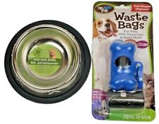 Waste Bags 30 CT Bow Wow PALS Bone Shaped Dispenser and Greenbrier Non-Skid Bowl
