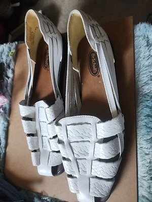 Zapatos planos Dr Scholls de cuero tejido blanco Huarache talla 11 nuevos para mujer Foto 1 de 4
