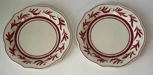 Set Of 2 FITZ & FLOYD Town & Country Salad Plates White W/ Red Leaf Design USED - Picture 1 of 13