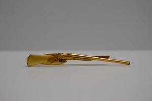 Vintage Gun Rifle Tie Clip Hickok MCM Tie Bar Gold Tone Hunting Sportsman NRA - Picture 1 of 9
