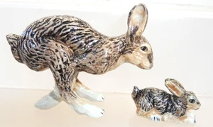KLIMA K085 Miniature statuette en porcelaine -  LE LAPIN LIEVRE ET SON BÉBÉ  - Picture 1 of 3