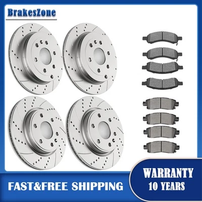 Front and Rear Brake Rotors Pads fit for Buick Enclave Outlook​ Drilled Brakes - Изображение 1 из 4
