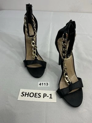 Zapatos de salón para mujer Forever 21 Roslyn 8,5 negros cremallera trasera cadena acento tacones de aguja Foto 1 de 4