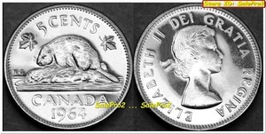 CANADÁ 1964 CASTOR CANADIENSE NÍQUEL REINA ISABEL PRUEBA COMO MONEDA PL DE 5 CENTAVOS SIN CIRCULAR - Imagen 1 de 2