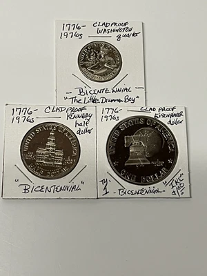 1976-S Bicentennial Proof 3-Coin Set PF. 25c + PF. 50c + PF. $1.00 NO RESERVE! - Image 1 of 4