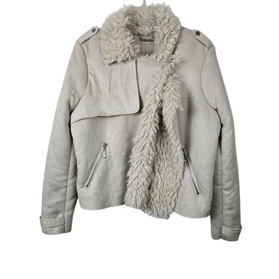 Joujou Faux Suede Leather & Fur Cropped Jacket Moto Motorcycle Penny Lane XL - Image 1 of 4