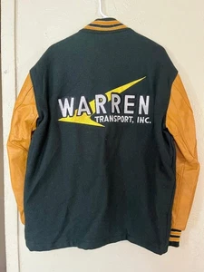 Vintage 80's Delong Warren Transport Inc promo worker varsity jacket L - Picture 1 of 11