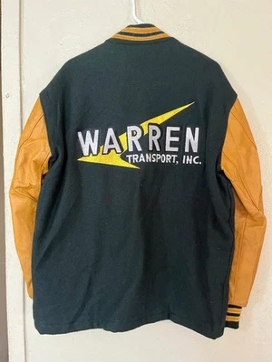 Vintage 80's Delong Warren Transport Inc promo worker varsity jacket L - Image 1 of 4