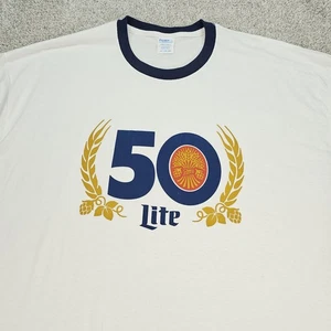 Rare Miller Lite 50th Anniversary Promo T-Shirt Mens Size 2XL White NWOT - Picture 1 of 6