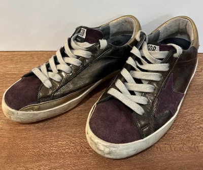 Women’s Golden Goose Superstar Sneakers 36 Bronze Purple Star - Image 1 of 4