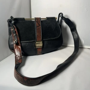 Radley Satchel Style Shoulder Bag Black & faux Snake Skin - Picture 1 of 8