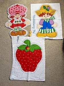 Vintage 1980 Strawberry Shortcake Cut And Sew Fabric Panel Pillow Patterns Set/3 - Picture 1 of 6
