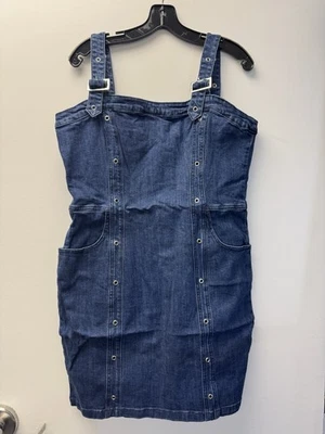 Bebe 多带细节牛仔连衣裙蓝色 $139 12 — 第 1/4 张图片