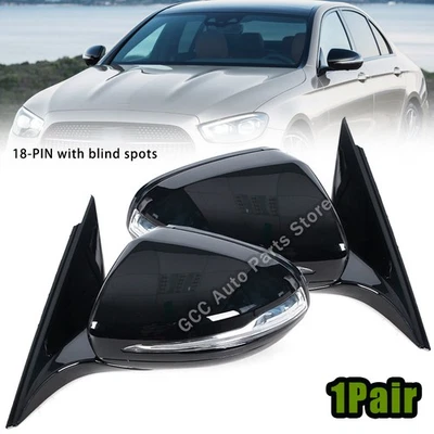 1Pair For Mercedes Benz W213 E-Class 2016-2021 Rear View Mirror Assembly Black - Image 1 of 4