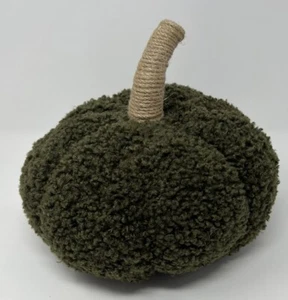 Pottery Barn Cozy Sherpa Pumpkin Pillow Loden Green 5" x 8"_NWT - Picture 1 of 9