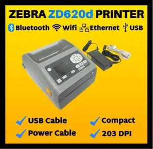 Zebra ZD620d Direct Thermal Label Printer Kit, Includes USB and Power Cable!🔥⭐ - Picture 1 of 6