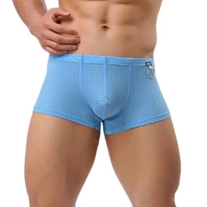 Sexy Mens Ice Silk Mesh Trunks Pouch Ring Breathable Boxer Brief Underwear New - Picture 1 of 11