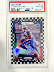 2023 Prizm NFL Justin Shorter RC Black & White Checker Checkerboard #310 PSA 10 - Picture 1 of 2