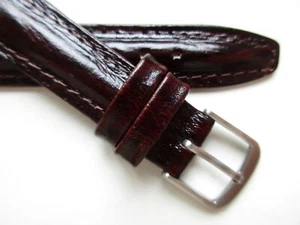 Umber brown bark print 16 MM center padded leather watch band strap - Picture 1 of 5