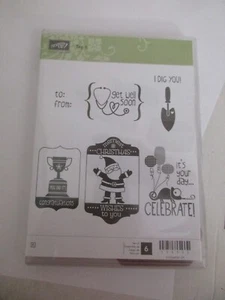 Stampin' Up! TAG IT Cling Gummistempel Set / 6 NEU AUSSER Weihnachtsmann Stempel ist gebraucht - Bild 1 von 3